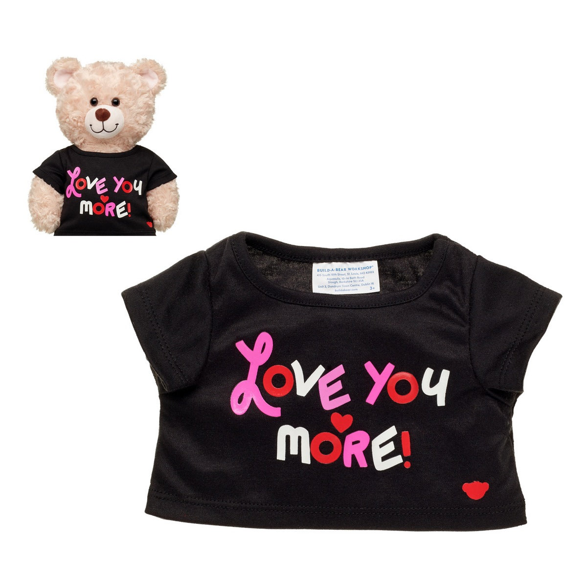 Polera Negra Love You More Build-A-Bear